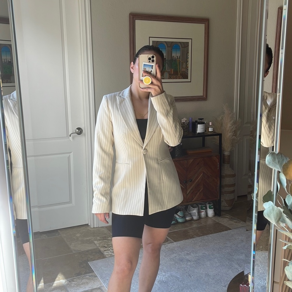 4th & Reckless Lauren Blazer Beige Pinstripe (eur 36 us 4 uk 8)